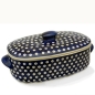 Preview: Polish Pottery bread jar medium bluespot pattern