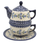 Preview: Bunzlauer Teekanne und Tasse mit Untertasse Dekor Agnes