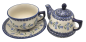 Preview: Bunzlauer Teekanne und Tasse mit Untertasse Dekor Agnes, Einzelteile