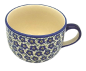 Preview: Bunzlauer Milchkaffee-Tasse 450ml-F-044, Dekor Viola blau