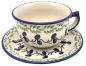 Preview: Bunzlauer Keramik Teetasse mit Untertasse Dekor Oliven, Oberansicht