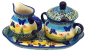 Preview: Polish Pottery Sugar & Creamer SET 3 piece in Eye of Peacock Pattern