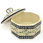 Preview: Polish Pottery biscuit jar, harebell pattern, view with open lid