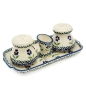 Preview: Polish Pottery Salt & Pepper SET with toothpick holder, Leonie pattern