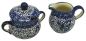 Preview: Polish Pottery SET Sugar & Creamer pattern blue Fluttery