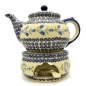 Preview: Polish Pottery Teapot for 6 cups with warmer, design Agnes