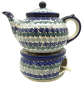 Preview: Bunzlauer Teekanne 1,2 ltr. mit Stövchen Dekor Korel, Seitenansicht