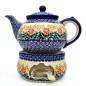 Preview: Polish Pottery Teapot for 6 cups with warmer, design Adelheid, 2nd quality