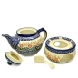 Preview: Polish Pottery Teapot for 6 cups with warmer, design Adelheid, 2nd quality