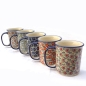 Preview: Polish Pottery set of 5 straight mugs, Viola series, 5 different colours