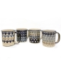 Preview: Polish Pottery set of 4 straight mugs, different patterns