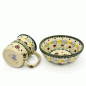 Preview: Polish Pottery breakfast set with small cereal bowl and mug Ladybird design