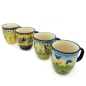 Preview: Polish Pottery set of 4 Marst mugs, signature patterns Carmen, swallow, papillon, gold