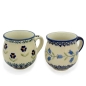 Preview: Polish-Pottery-set-of-two-belly-mugs-Margerita-and-Garland-design