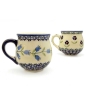 Preview: Polish-Pottery-set-of-two-belly-mugs-Margerita-and-Garland-design-one-lying