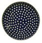 Preview: Bunzlauer Keramik rundes Serviertablett mit gerader Kante, Dekor Blau-Auge