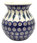 Preview: Bunzlauer Vase 1100 ml Dekor Pfauenauge, Seitenansicht