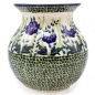 Preview: Polish Pottery round vase 1.250 ltrs blue primrose pattern, view from side