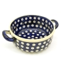 Preview: Polish Pottery soup dish with 2 handles bluespot design