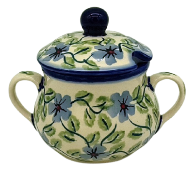 Polish Pottery Sugar Bowl with lid in Bianca