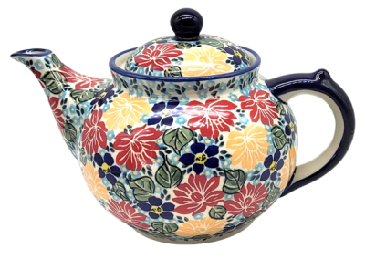 Polish Pottery teapot 1,2 ltrs fern pattern