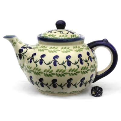 Polish Pottery Teapot - Olives Pattern - 2.Qual.