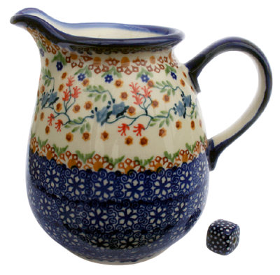 Polish Pottery jug two pints D-041 pattern Florac