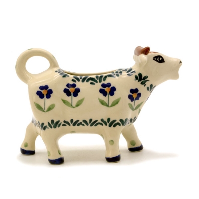 Polish Pottery Cow Creamer in Pattern Angelika