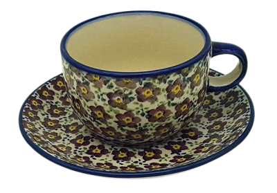 Polish Pottery cup and saucer Viola mira pattern