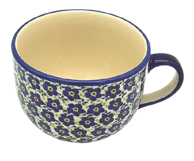 Bunzlauer Milchkaffee-Tasse 450ml-F-044, Dekor Viola blau