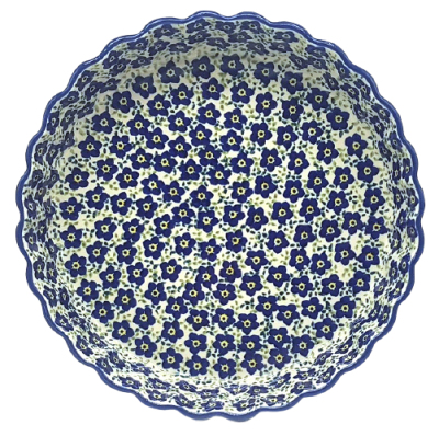Polish Pottery Quiche Baker - Violet Blue Pattern