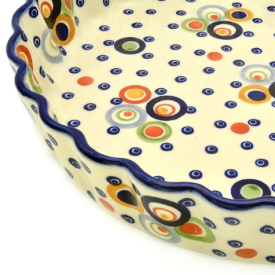 Polish Pottery Quiche Dish - Kadinski Pattern