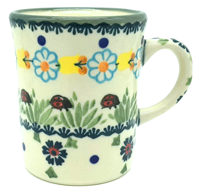Polish Pottery Mug Straight Pattern Ladybird