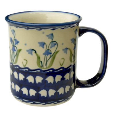 Polish Pottery, straight mug for 220 ml, large handle, bellflower design - 2.Qual