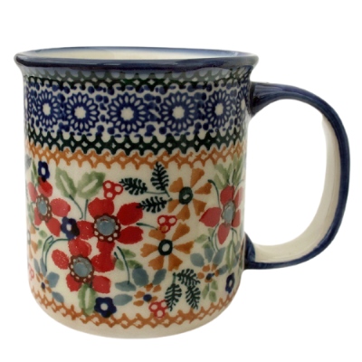 Polish Pottery, straight mug for 220 ml, large handle, Cornelia design