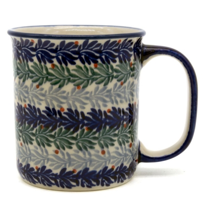 Polish Pottery, straight mug, (l) handle, Pattern Korel