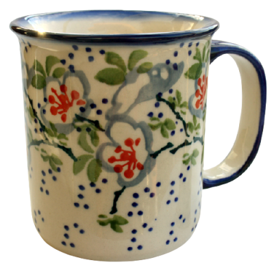 Polish Pottery, straight mug for 220 ml, large handle, Capri design