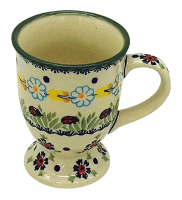 Polish Pottery Capuccino Mug - Pattern Ladybird