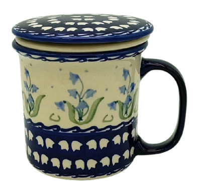 Polish Pottery straight Mug 400 ml with sieve and lid