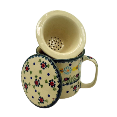 Polish Pottery Mug Straight (l) Pattern Ladybird