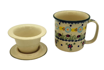 Polish Pottery Mug Straight (l) Pattern Ladybird