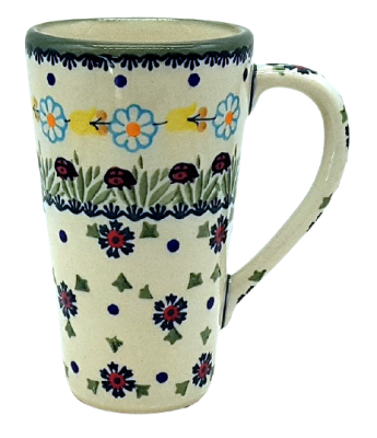 Polish Pottery tall mug John Ladybird