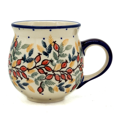 Polish Pottery Mug Round - Hagen Pattern - 2.Qual.