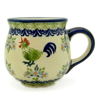 Polish Pottery Belly Mug (m) Pattern Bianca - 2.Qual.