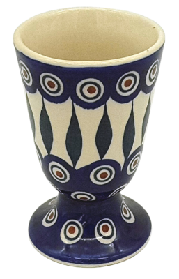 Polish Pottery Wine Goblet in Pattern Eye of Peacock