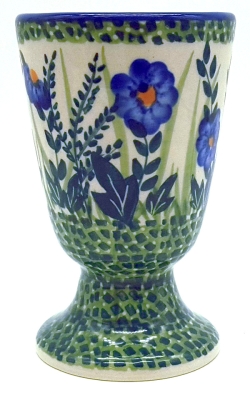 Polish Pottery wine gobelet Blaue Primel design