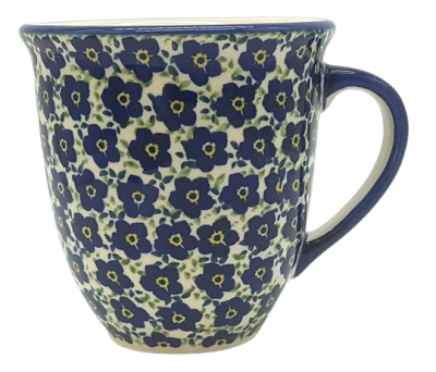 Polish Pottery mug 'Mars' large, Bellis Viola blue - 2.Qual.