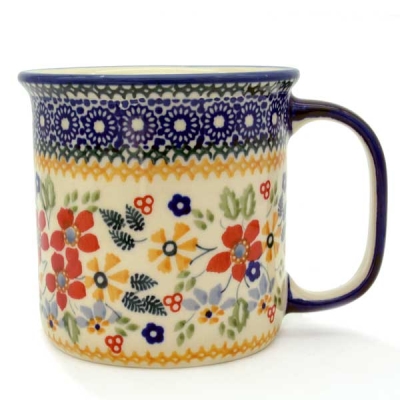 Polish Pottery Mug Straight (l) Pattern Cornelia - 2.Qual.