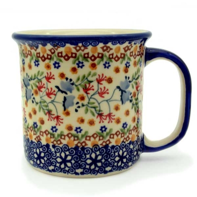 Polish Pottery straight mug large, Florac design