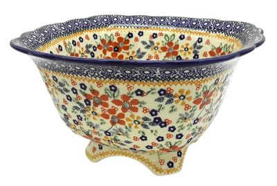 Polish Pottery footed bowl, Cornelia pattern